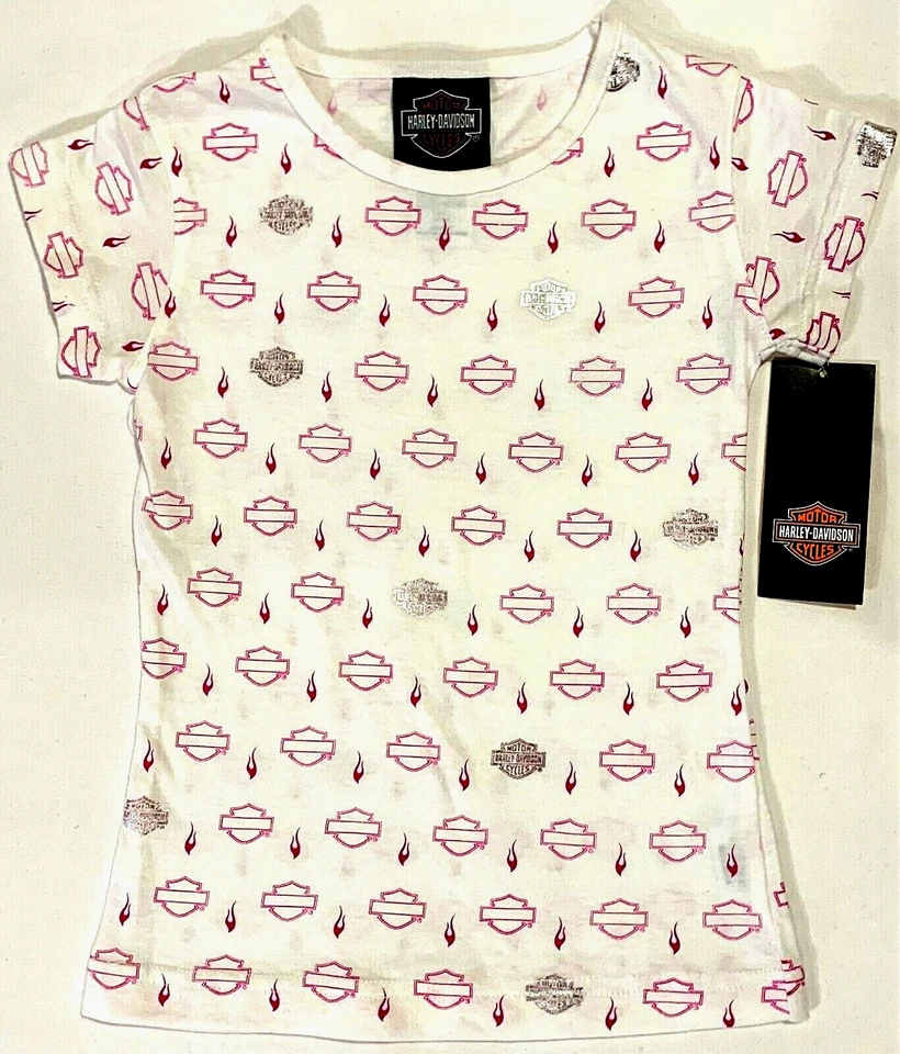Harley Davidson® Kids Youth Girls Magenta Bar & Shield T-Shirt - Image 1 of 1