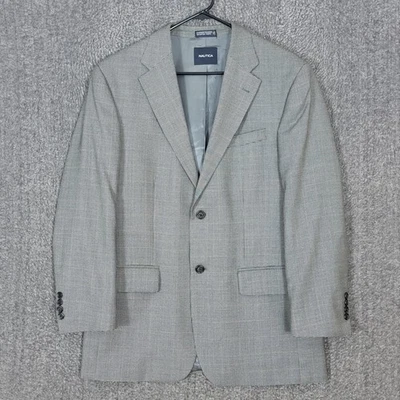 Blazer Nautica Para Hombres 40R Negro Gris Pata de Gallo Cuadros 100% Lana Chaqueta Foto 1 de 4