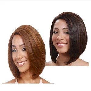 Perruque Bob Courte Femme Droite Sans Colle Lace Front Cheveux Humains - Picture 1 of 10