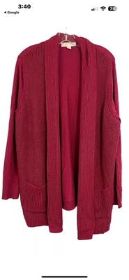 Suéter Cárdigan MICHAEL Michael Kors Rojo Tejido Frente Abierto Longline - Talla Mediana Foto 1 de 4