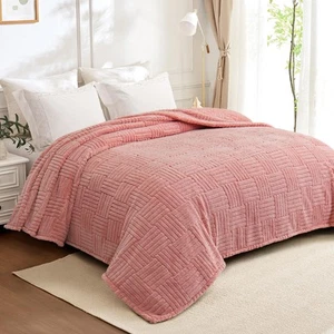 Fleece King Size Blanket for Bed, Soft Fuzzy Fluffy Bed Blanket with Jacquard... - Picture 1 of 9