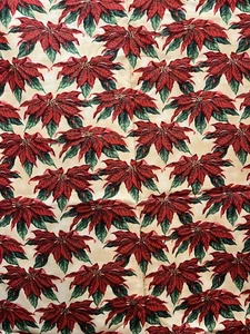 Poinsettia Fabric Enchanted Winter Hoffman CA Fabrics 44” X 46” L - Picture 1 of 2