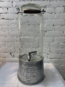 Old Fashioned HAMPTON GLASSWARE CO. * 2.5 Gallon DRINK DISPENSER * SS Spigot - Picture 1 of 15