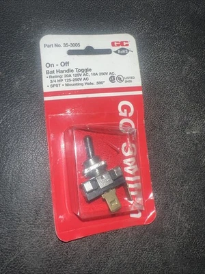 INTERRUPTOR DE PALANCA MANGO DE PALETA ENCENDIDO-APAGADO-ENCENDIDO GC ELECTRONICS 35-3005 SPDT 125-250V Foto 1 de 4