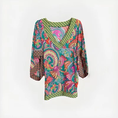 Trina Turk Small Swimsuit Beach Cover Up Folkloric Festival Kaftan Tunic Resort - Image 1 of 4