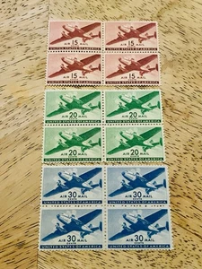 US Air Mail Stamps Scott C28-C29-C30 Blocks Of 4 MNH F/VF - Picture 1 of 1
