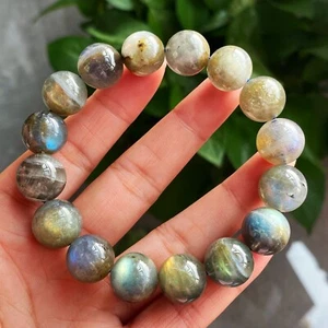 13 mm Echte Natürliche Labradorit Starke Farbe Helle Perlen Armband AAA C1326 - Bild 1 von 9