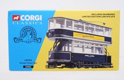 Corgi Classics 36802, Leeds Closed Tram Set, Diecast British Passenger Trolley - Image 1 of 4
