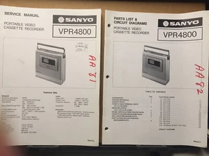 Sanyo Service Manual for the VPR4800 Beta VCR Video Cassette Recorder - Picture 1 of 3