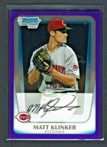 2011 Bowman Chrome Purple Refractor Matt Klinker #BCP77 /700 Cincinnati Reds - Picture 1 of 2