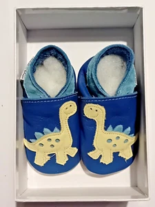 Nuevos zapatos para bebé de cuero suave azul pulgada azul dinosaurio 0-6 m - Imagen 1 de 11