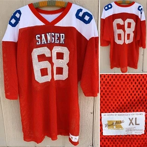 SANGER 68 Mesh Football Jersey Red White Blue Made In USA XL Russell Athletic - Picture 1 of 12