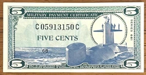 Military Money 💵USA/MPC 5 CENTS , CRISP UNCIRCULATED - Picture 1 of 2