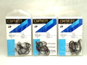 3pks Owner Ringed Super Mutu Fishing Circle Hook 5163R-111 Size 1/0 Qty: 6pcs - Picture 1 of 5