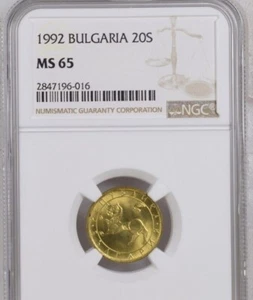 1992 BULGARIA 20 Stotinki NGC MS65 - Picture 1 of 2