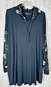 Torrid Love Sick schwarzer Langarm Hoodie Totenkopf Ärmel Print Gr. 4 Stretch - Bild 1 von 12
