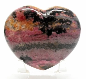 3.4" 370g Pink Orange Rhodonite Heart Polished Crystal Mineral Stone Madagascar - Picture 1 of 5