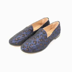 Banana Republic Shoes 6 Blue Leopard Print Brocade Slip-On Flat Dressy Loafers - Picture 1 of 10