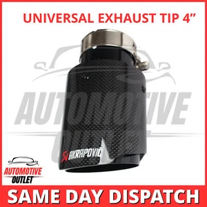 AKRAPOVIC EXHAUST TIP 4" UNIVERSAL STAINLESS STEEL GLOSS BLACK CARBON FIBRE - Picture 1 of 13
