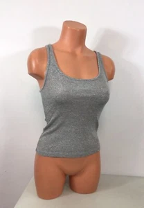 Biscote Silver Tank Top Sparkly Made in France Womens Small - Picture 1 of 7