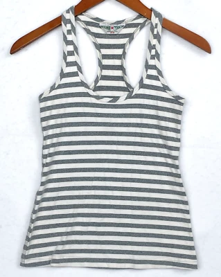Hard Tail Forever Tank Top Size XS Womens Racerback Striped Gray White - Image 1 of 4