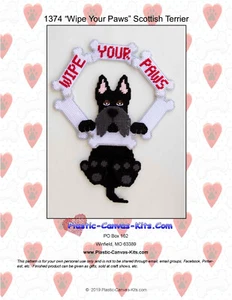 Wipe Your Paws-Scottish Terrier-Plastic Canvas Pattern or Kit - Picture 1 of 1