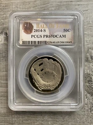2014-S Baseball Hall of Fame Half Dollar Proof 50c - Graded PCGS PR69DCAM - Image 1 of 3