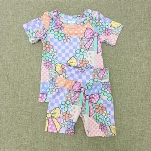 Summer Baby Girls Sibling Floral Short Sleeve Top Matching Shorts Play Set - Picture 1 of 5