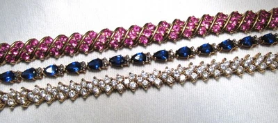 Vintage Sterling Silver Gemstone Tennis Bracelets Lot of 3 ETC10717 - Image 1 of 4