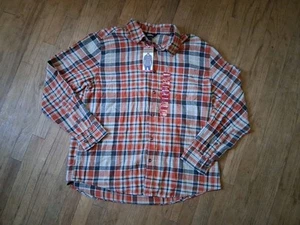 Eddie Bauer Flanellhemd Herren XL Orange Kariert Knopfleiste Langarm Neu Freizeit - Bild 1 von 9