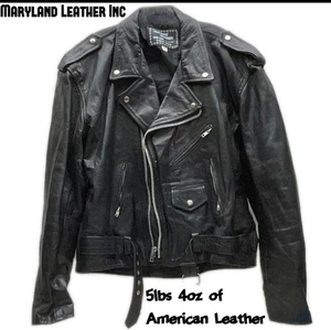 Vintage Heavy Duty Leather Biker Jacket XL Baltimore Maryland Leather Inc. 5lbs - Bild 1 von 16