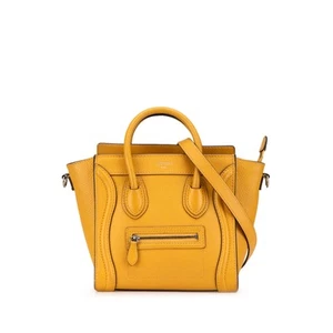 Authenticated Celine Nano Luggage Tote Yellow Mustard Calf Leather Satchel - Picture 1 of 11