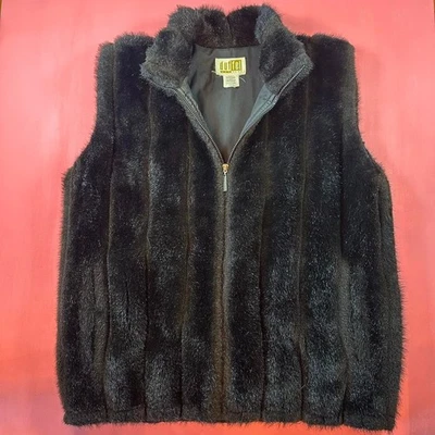 Chaleco de piel sintética vintage años 90 negro cremallera años 90 chaleco vintage Foto 1 de 4