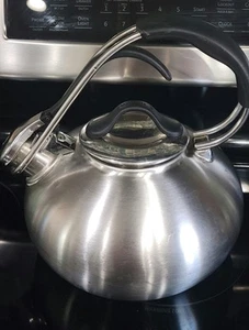 CHANTAL Whistling Tea Kettle Brushed Stainless Loop Handle 1.8 Qt SL37-Loop BRS - Picture 1 of 16
