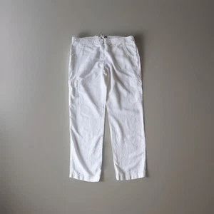 Eileen Fisher Linen Pants White Drawstring Cargo Size 38x30 Relaxed Summer - Picture 1 of 12