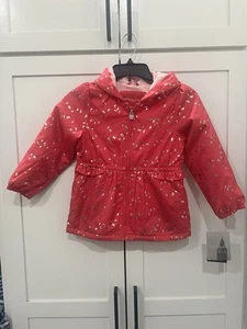 LONDON FOG GIRLS PINK/GOLD BUTTERFLY HOODED PUFFER JACKET SIZE M (5/6) NWT - Picture 1 of 16