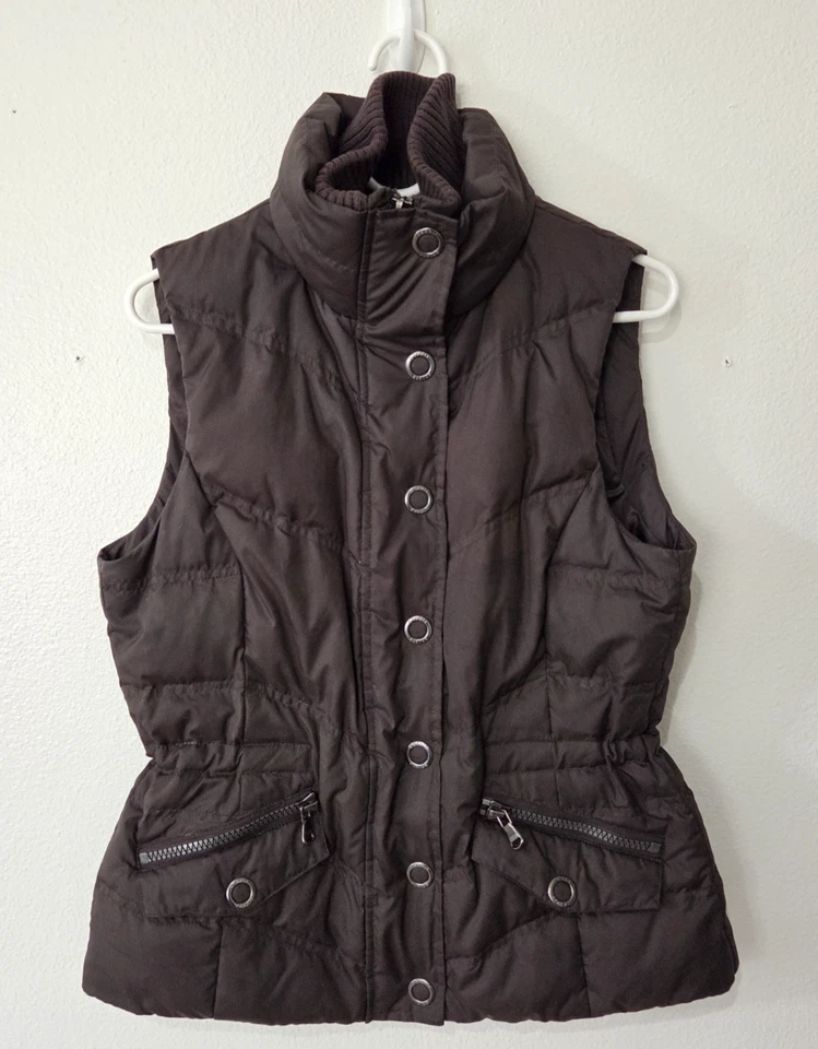 Esprit Mujer Marrón Plumón Acolchado Chaleco Abombado Cremallera Frontal y Cierre a Presión L Foto 1 de 4