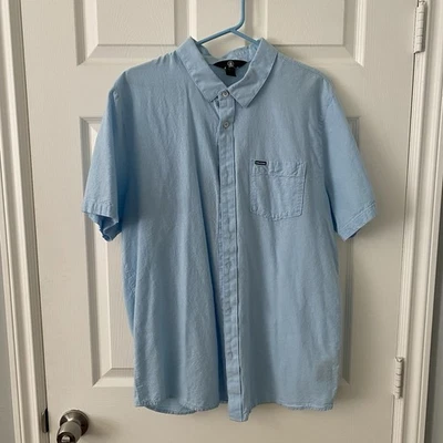 VOLCOM Button-up Collared Shirt Blue Color 100% Cotton Mens Size XL - Image 1 of 4