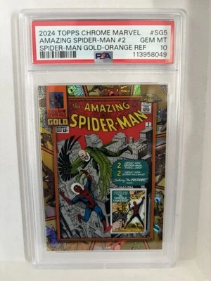 Topps Chrome Marvel Amazing Spider-Man Gold SG-5 Orange Refractor /25 Psa10 - Image 1 of 2