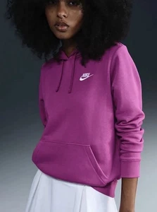 Nike Womens Fleece Pullover Hoodie Purple Sz Small DQ5793-518 - Picture 1 of 4