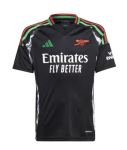 New Adidas Arsenal 24/25 Away Youth Soccer Jersey Kids T-Shirt Sz M Black IS8125 - Picture 1 of 9