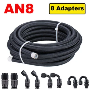 Kit de montaje de manguera de combustible negro 3,5 M AN8 manguera trenzada de acero inoxidable con extremos de manguera giratorios - Imagen 1 de 15