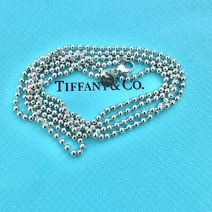 Authentic Tiffany & Co Silver Large Ball Bead Beaded Chain Necklace 34” - Picture 1 of 8