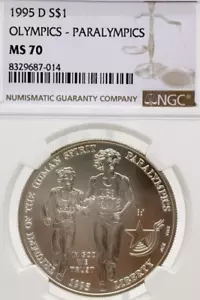 1995 D $1 Olympics~Paralympics Silver NGC MS 70 #2964 - Picture 1 of 4