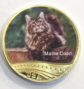 Animals Of The United States Maine Coon Cat Coin Medal Wildlife - Picture 1 of 2