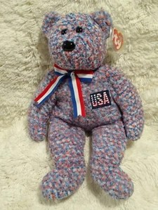 Ty Beanie Buddies "USA" melierter rot/weiß/blauer Bär 2002 (DSLRT02K) - Bild 1 von 7