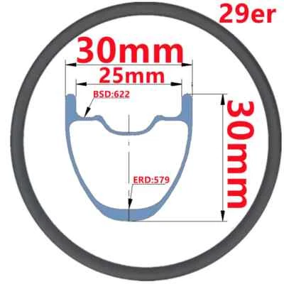 29er 650B 碳纤维山地车自行车 30X30 毫米内置 25 毫米轮辋自行车轮辋 — 第 1/4 张图片