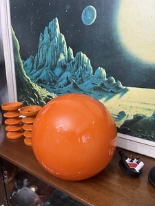 VINTAGE Habitat ORANGE SPACE BALL Space AGE GLAS LAMPE Mid Century Guzzini - Bild 1 von 4