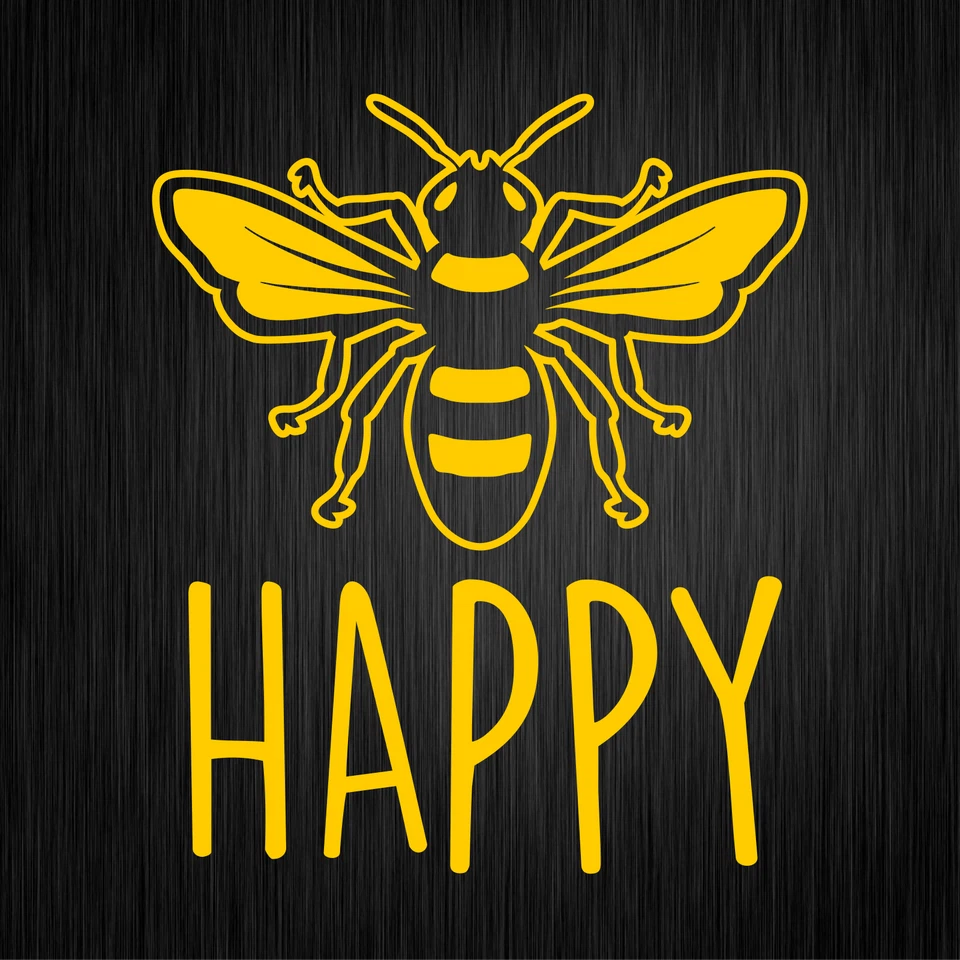 Bee Happy Be Ape Apicoltore Proverbio Giallo Auto Vinile Decalcomania Adesivo - Immagine 1 di 1