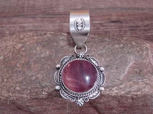 Native American Sterling Silver & Purple Spiny Oyster Pendant Signed Dawes - Picture 1 of 6